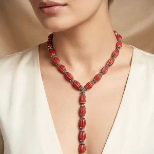 Desert Tide – Coral & Turquoise Drop Necklace