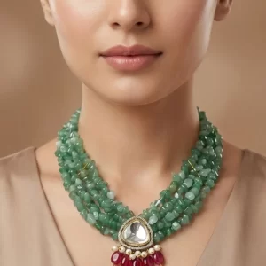 Emerald Aura – Green Aventurine Kundan Choker