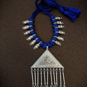 Gypsy Strands Necklace- Thread and German Silver Pendant