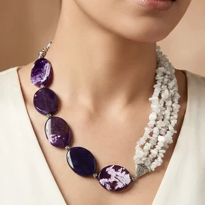 Lunar Muse – Moonstone & Agate Statement Necklace