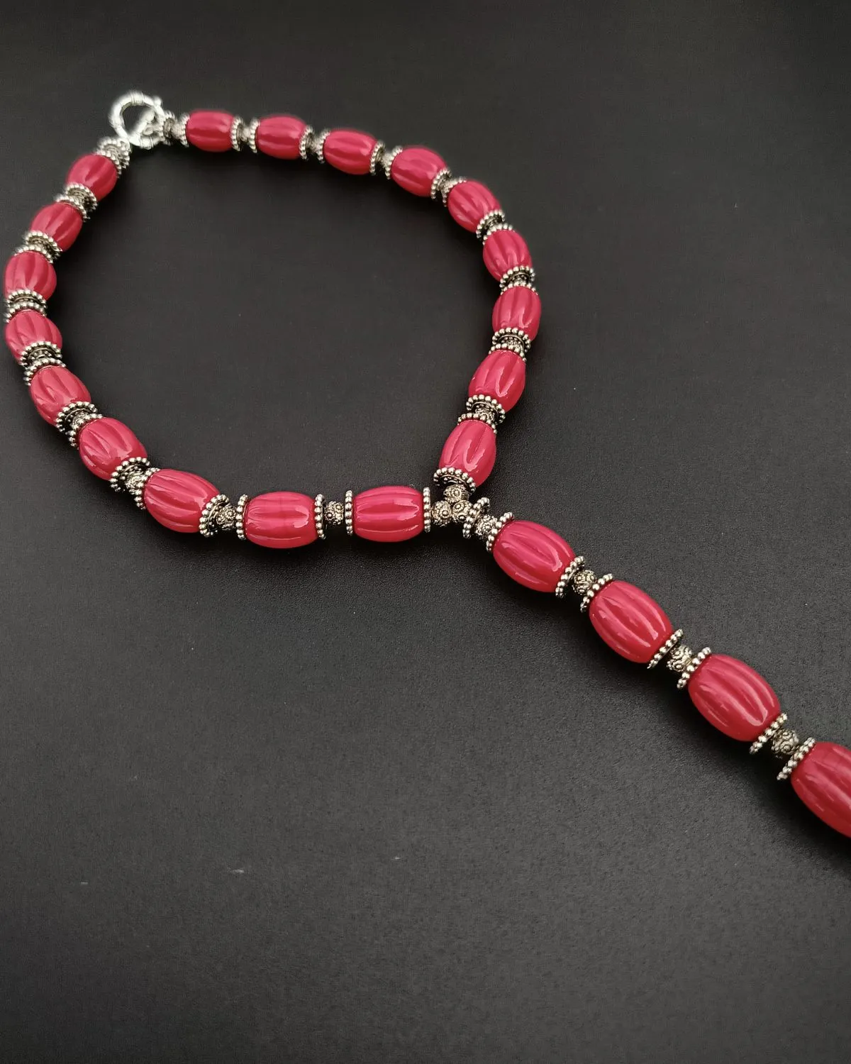 Desert Tide – Coral & Turquoise Drop Necklace - Image 2