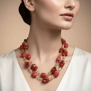 Crimson Cascade – Convertible Coral Necklace