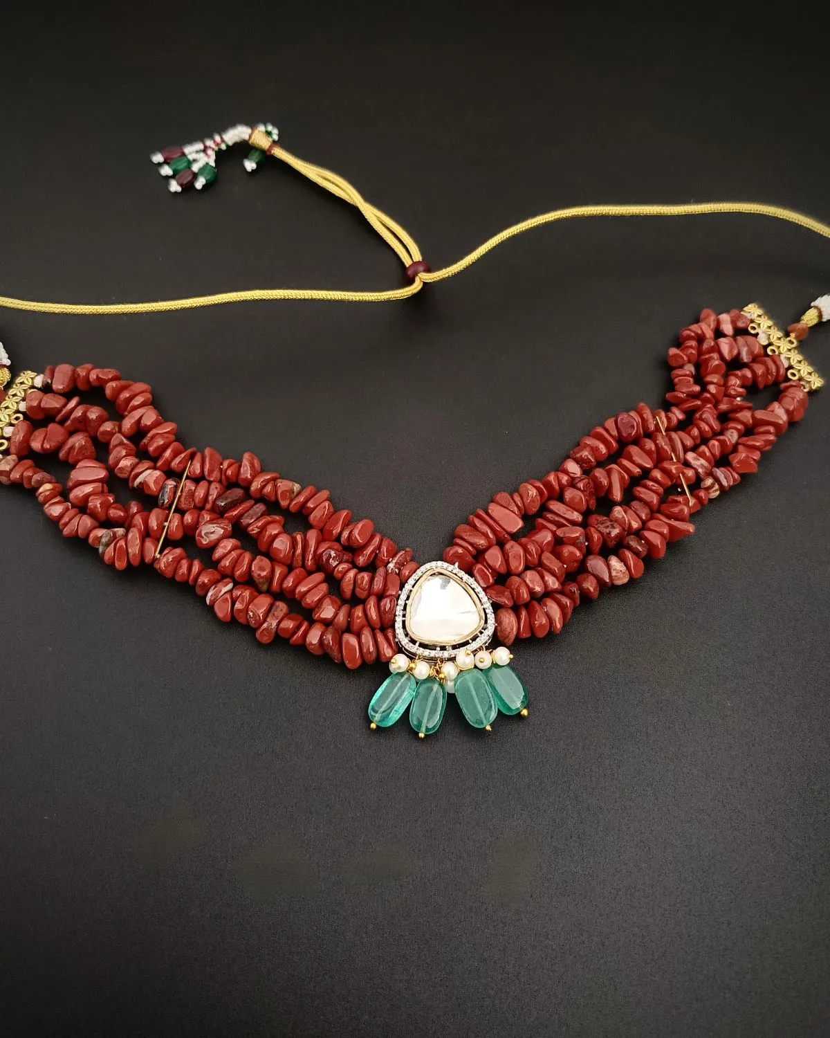 Rani Ember – Jasper & Kundan Statement Choker - Image 4