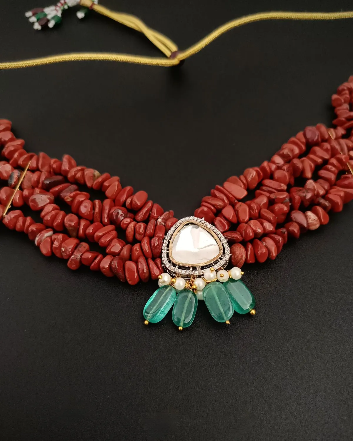 Rani Ember – Jasper & Kundan Statement Choker - Image 3