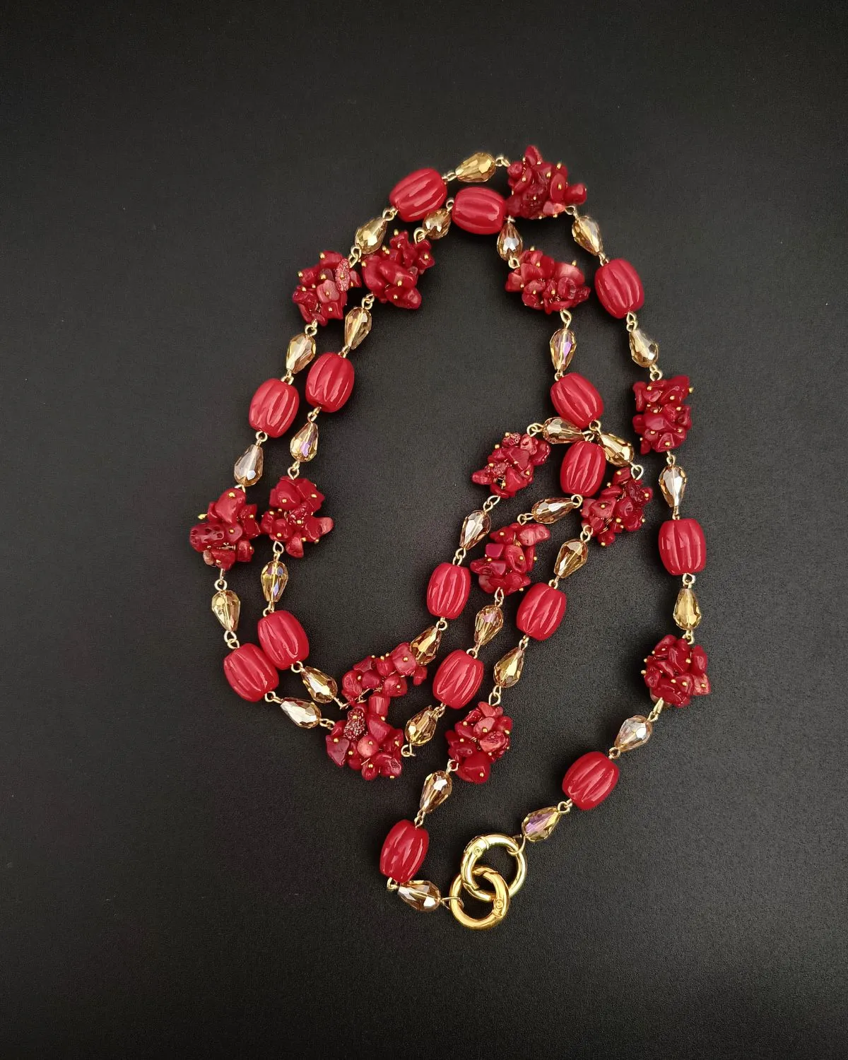 Crimson Cascade – Convertible Coral Necklace - Image 2