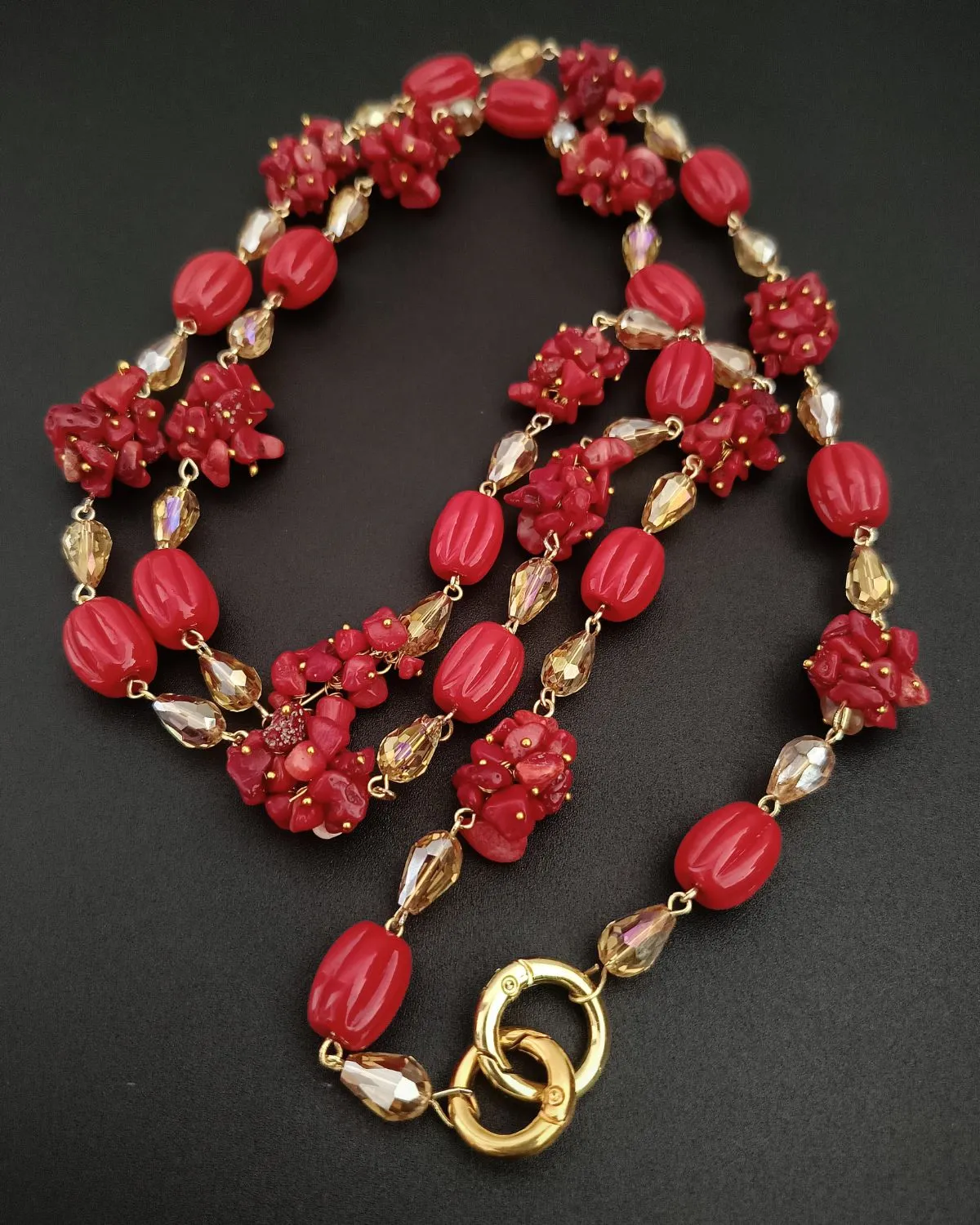 Crimson Cascade – Convertible Coral Necklace - Image 3