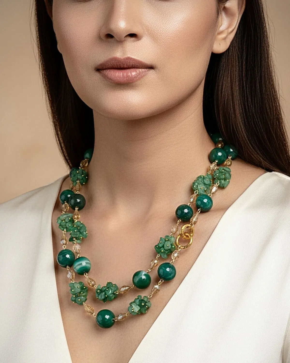 Green Aventurine Agate Layered Necklace
