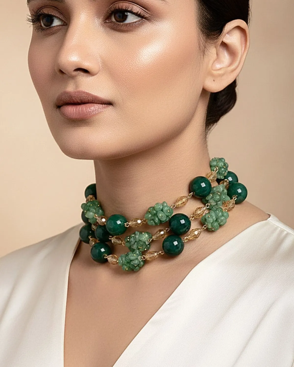 Green Aventurine Agate Layered Necklace - Image 2
