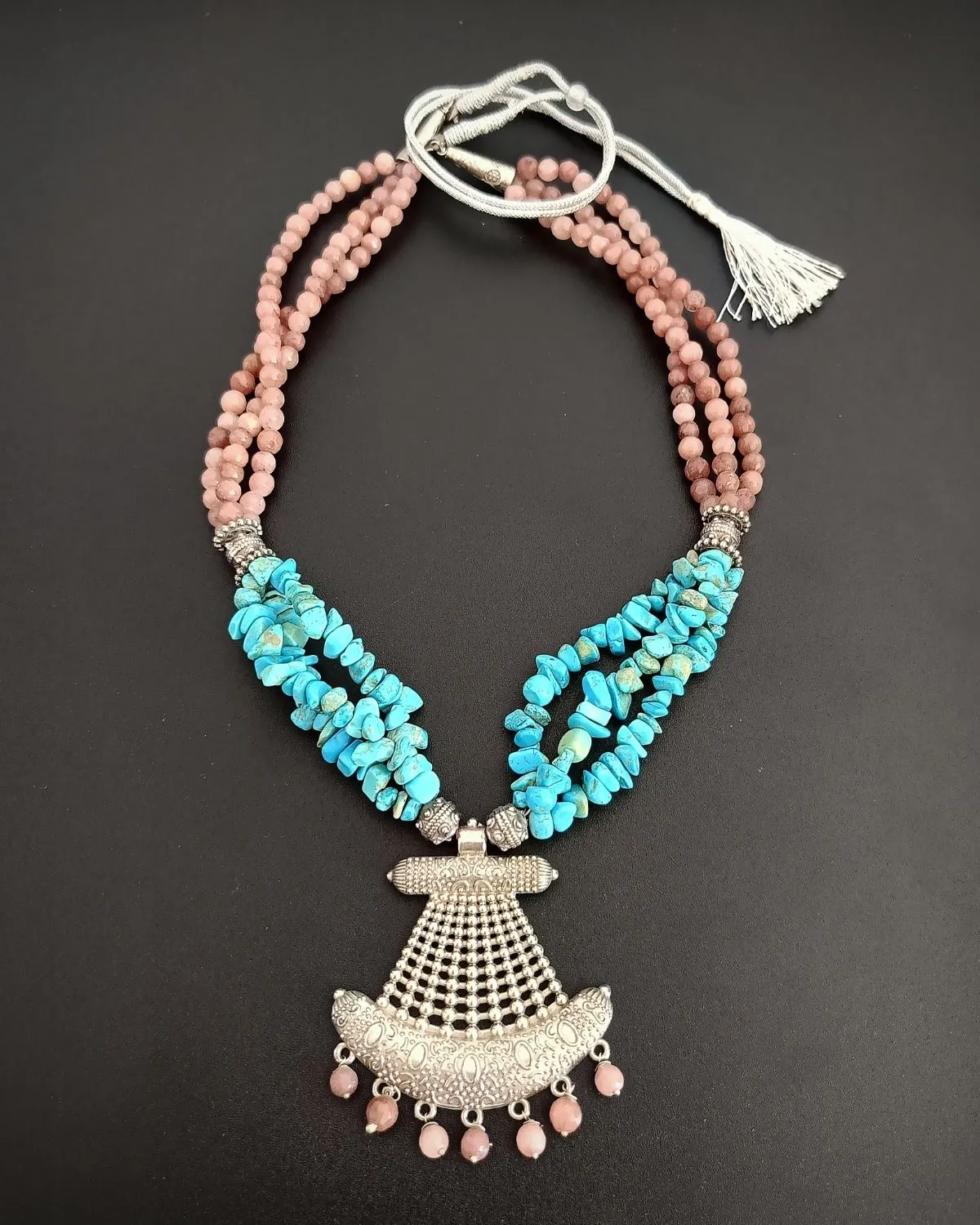 Lagoon Whisper Necklace - Turquoise & Jade Stones - Image 3