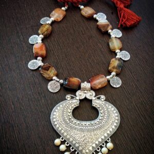 Dark Petal Necklace- Onyx Stones