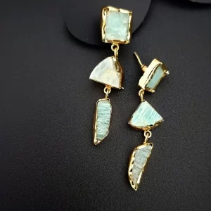 Lunar Veil - Raw Amazonite Uncut Stones Earrings