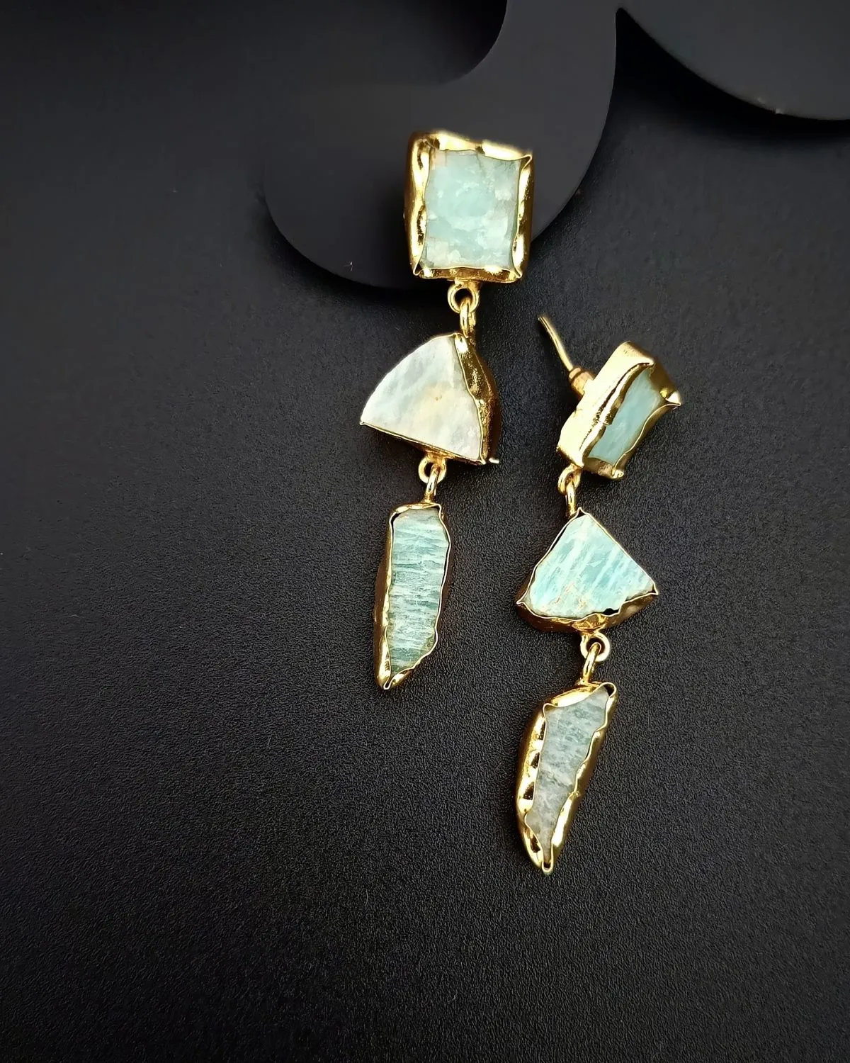 Lunar Veil - Raw Amazonite Uncut Stones Earrings