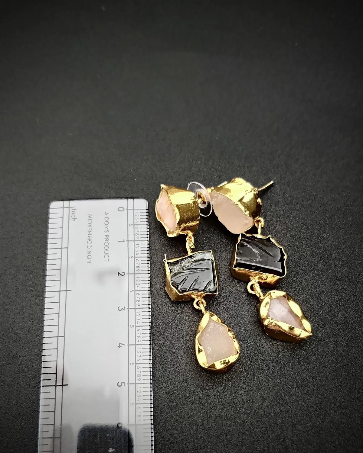 Mystic Ashes - Rose Quartz and Labradorite Earrings - Image 2