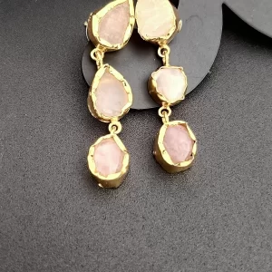 Desert Rose - Rose Quartz Uncut Stones Earrings