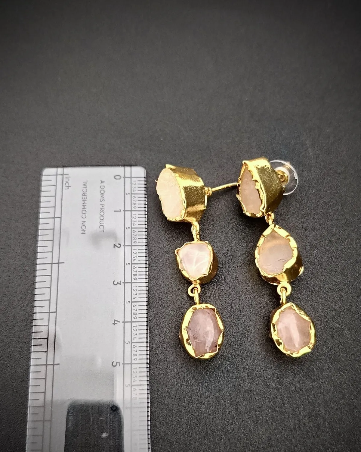 Desert Rose - Rose Quartz Uncut Stones Earrings - Image 2