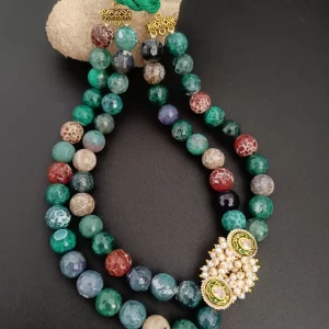 Verdant Royale – Agate & Pearl Layered Necklace