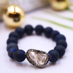Ocean Breeze - Druzy Stones and Freshwater Pearl Bracelet