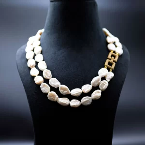 Ocean Dew Necklace - Freshwater Pearls with CZ Clasp cum Pendant