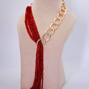 Onyx Royale - Tangerine Onyx Stones and Chain Rope Necklace