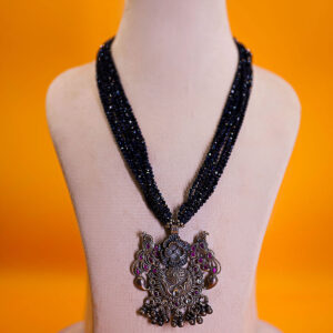 Desert Moon Necklace- Blue Goldstone Stone & Sterling Silver Pendent