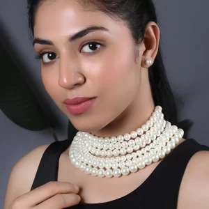 Lustrous Cascade- Multilayer Pearls Necklace