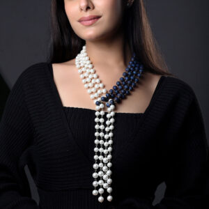 Infinity Loop Necklace - Shell Pearls & Druzy Stones