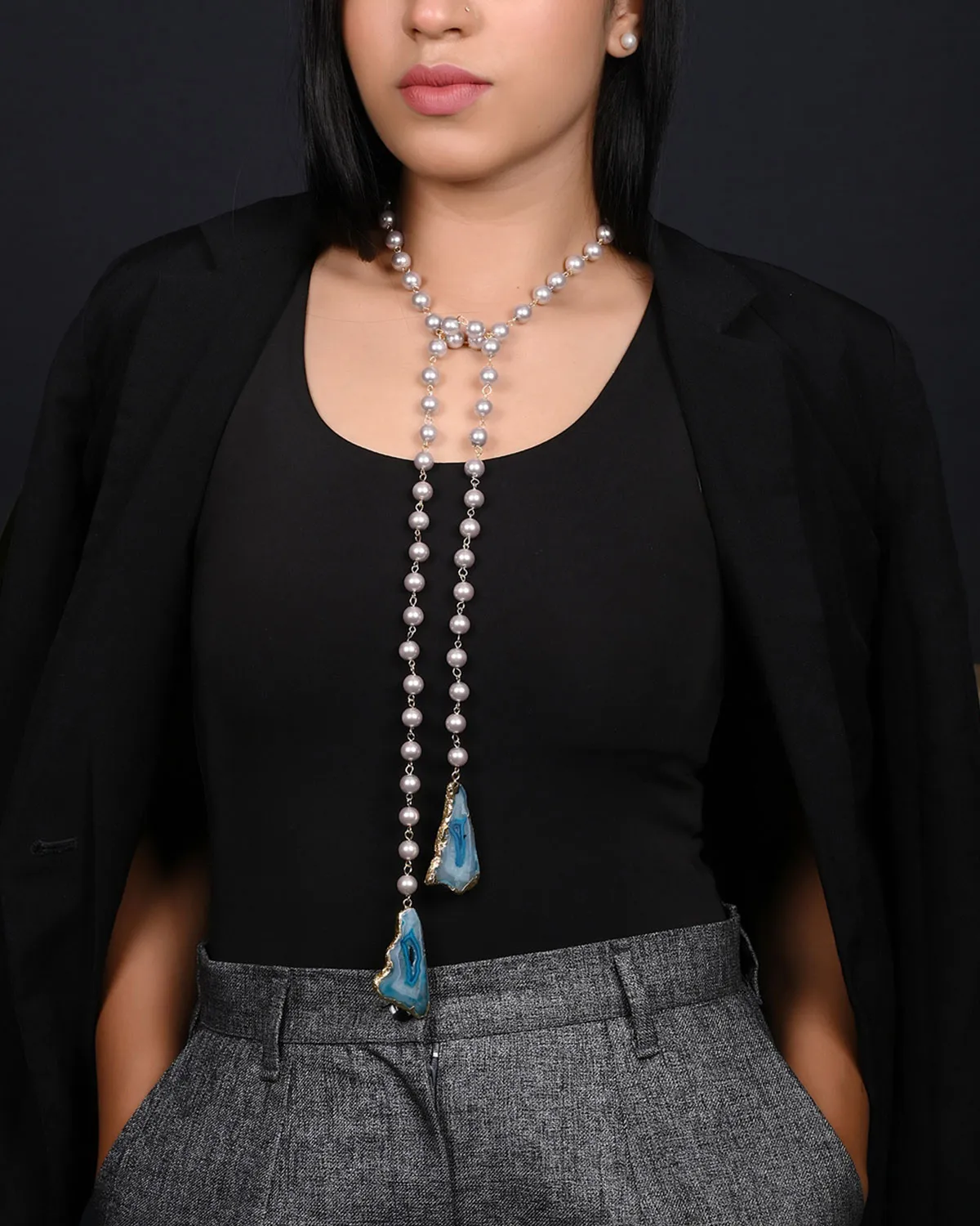 Endless Elegance Necklace – Shell Pearls & Druzy Stone Multi-Style Necklace - Image 5