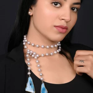 Endless Elegance Necklace – Shell Pearls & Druzy Stone Multi-Style Necklace
