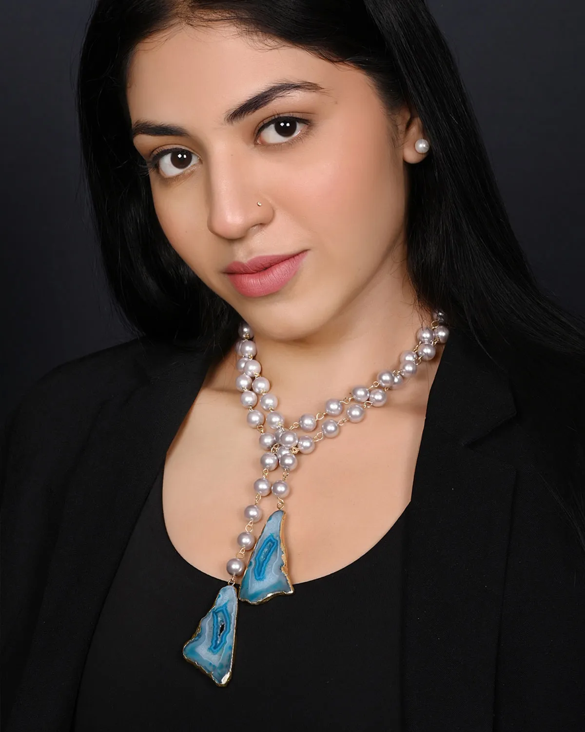 Endless Elegance Necklace – Shell Pearls & Druzy Stone Multi-Style Necklace - Image 4