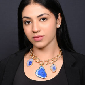 Mystic Layers Necklace - Agate Slice Stones and Chain
