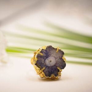 Shimmer Nest Adjustable Ring with Purple Druzy Stone