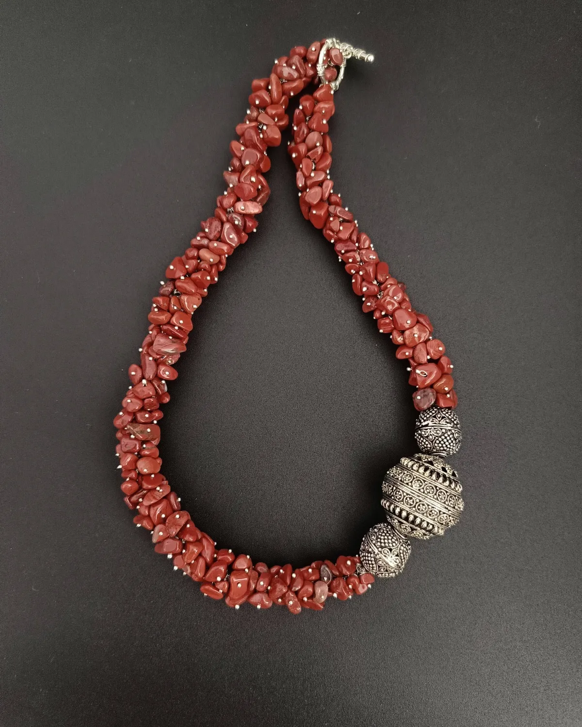 Terra Flame – Red Jasper Statement Necklace - Image 4