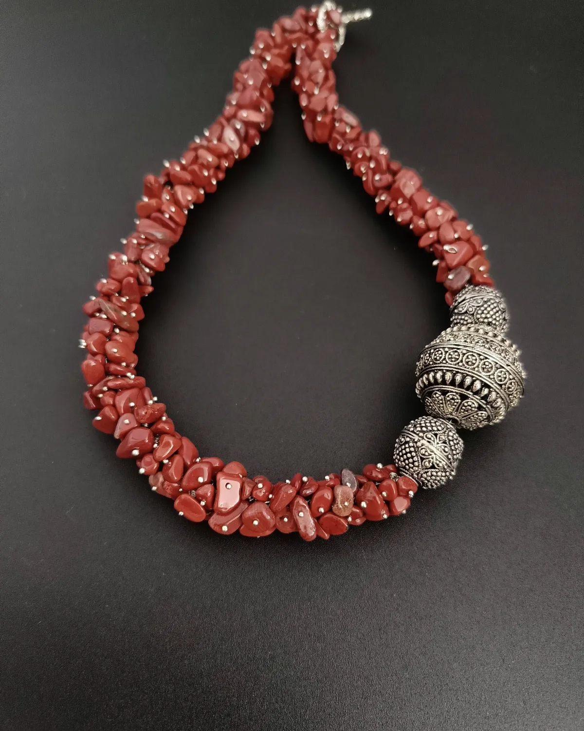 Terra Flame – Red Jasper Statement Necklace - Image 2