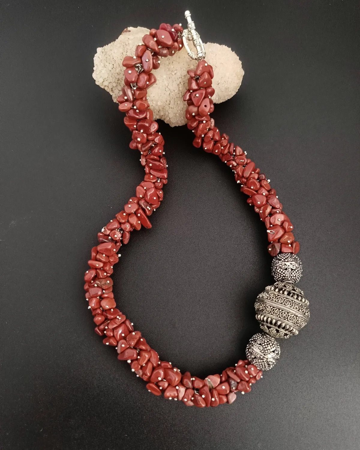 Terra Flame – Red Jasper Statement Necklace - Image 3